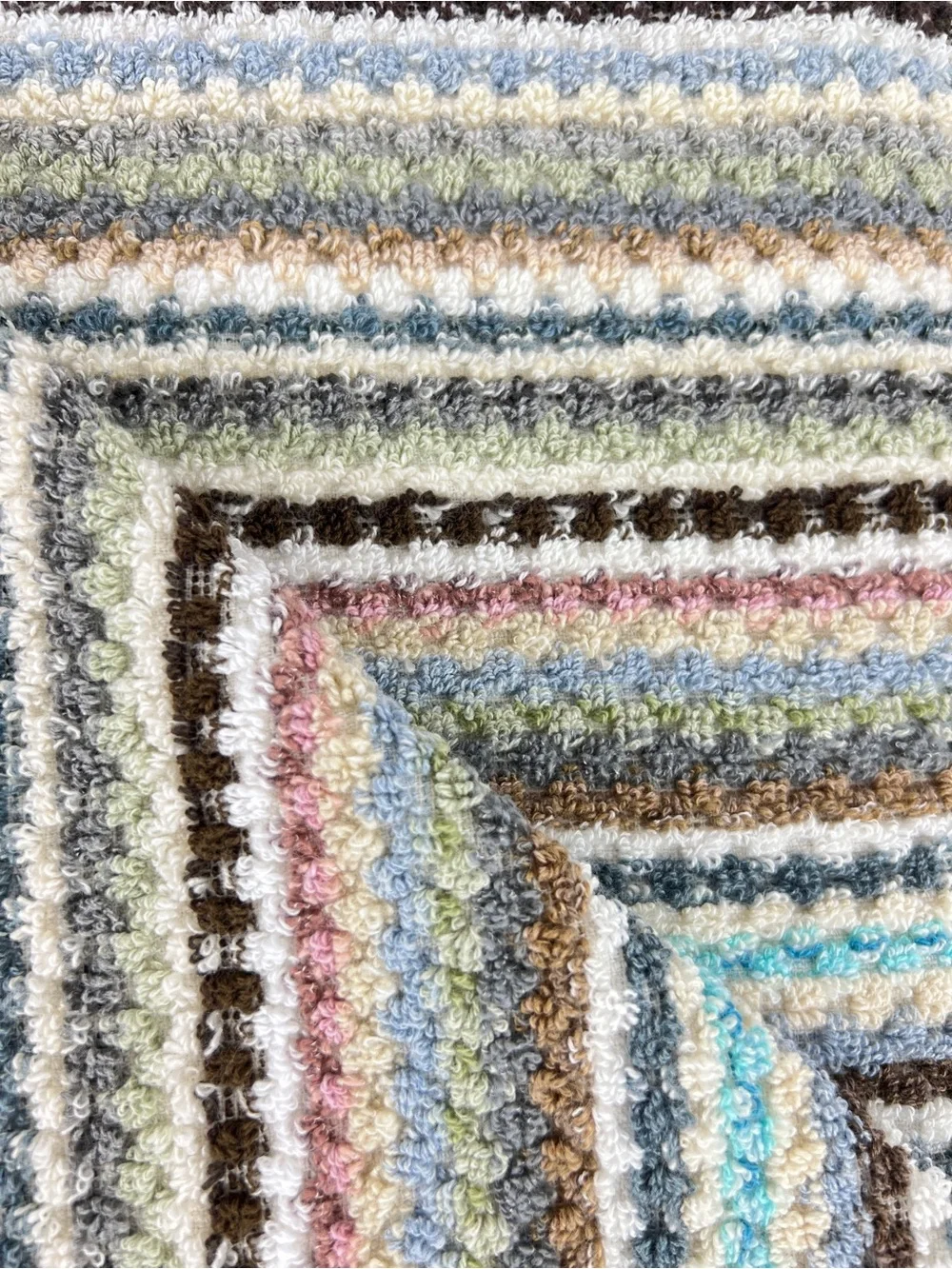 Deborah Connolly Bath Towel Boho Striped Green Blue Brown Soft Cotton 1 Pc NEW